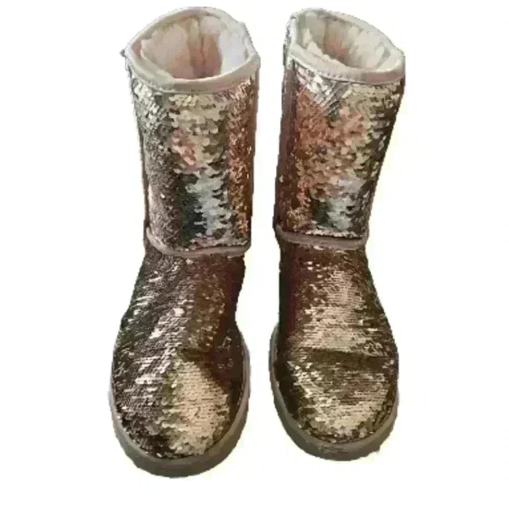 Ugg Womens Rose Gold Classic Short Sequin Statement Girlhood Core Rare Boot 8
